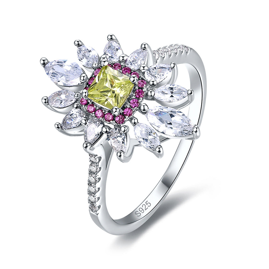 Personalized 925 Sterling Silver Sunflower Ring