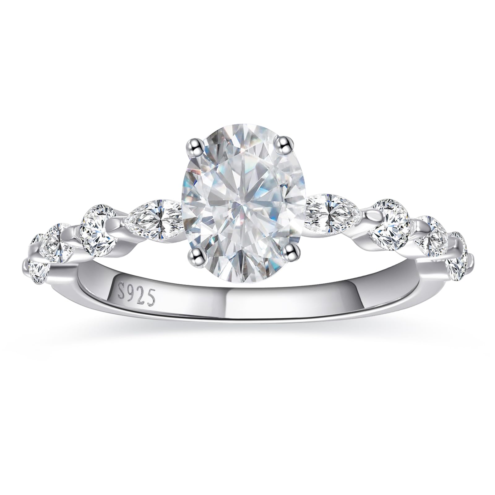 BONLAVIEGEM Sterling Silver Oval Engagement Ring