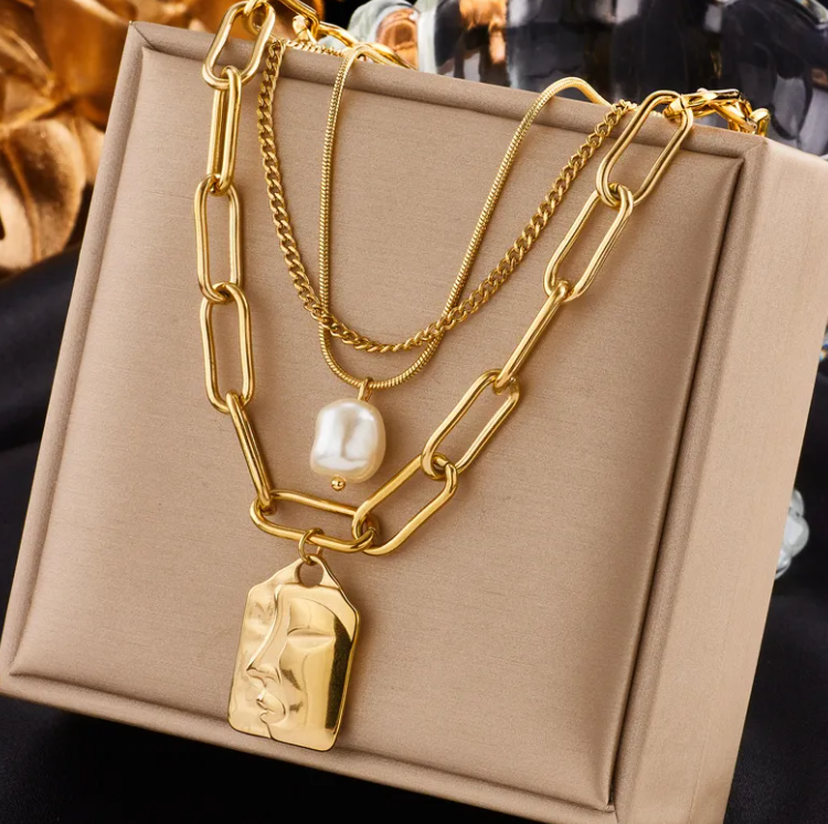 Chic Titanium Square Chain Necklace