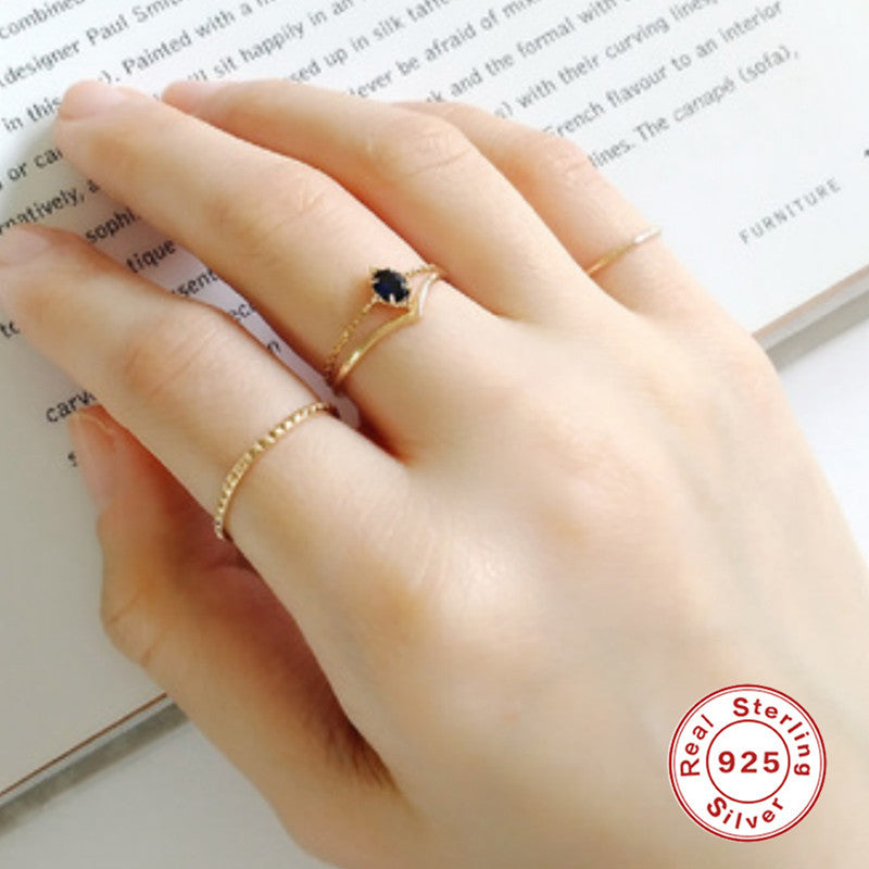 Adjustable Sterling Silver Diamond-studded Ring