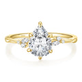 EAMTI 2CT Pear-Shaped Sterling Silver Engagement Ring