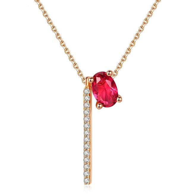 Red Diamond Necklace Moonstone Necklace Copper Inlay