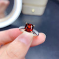 925 Silver Natural Mozambique Garnet Inlaid Ring