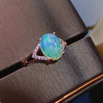 925 Silver Natural Australian Opal Inlaid Ring