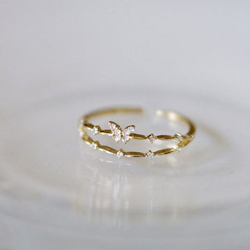 Sterling Silver Twin Layer Butterfly Ring