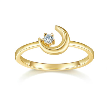 Lunar Gleam 14K Gold Plated CZ Ring