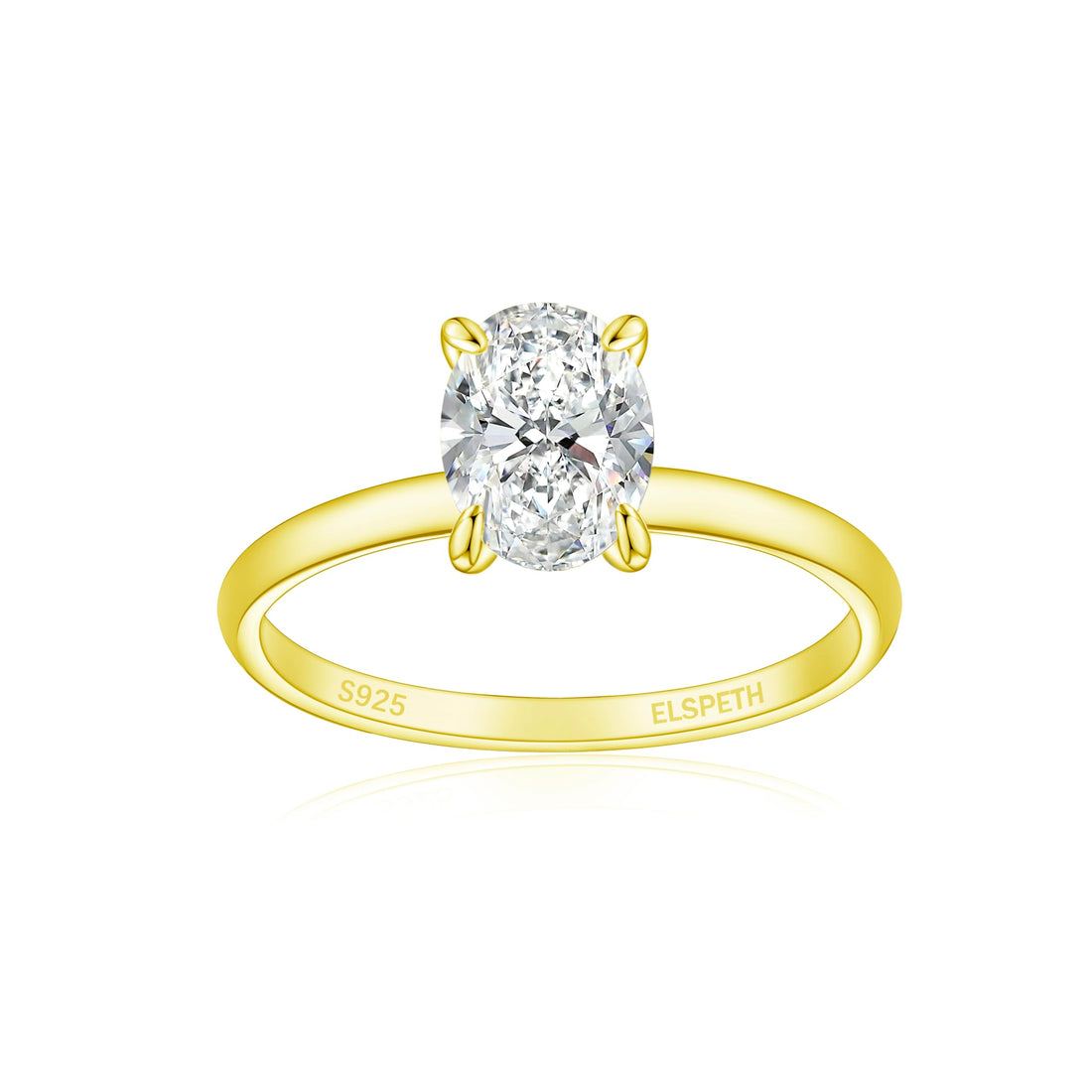 Elspeth 925 Sterling 1.5CT Oval CZ Solitaire Rings