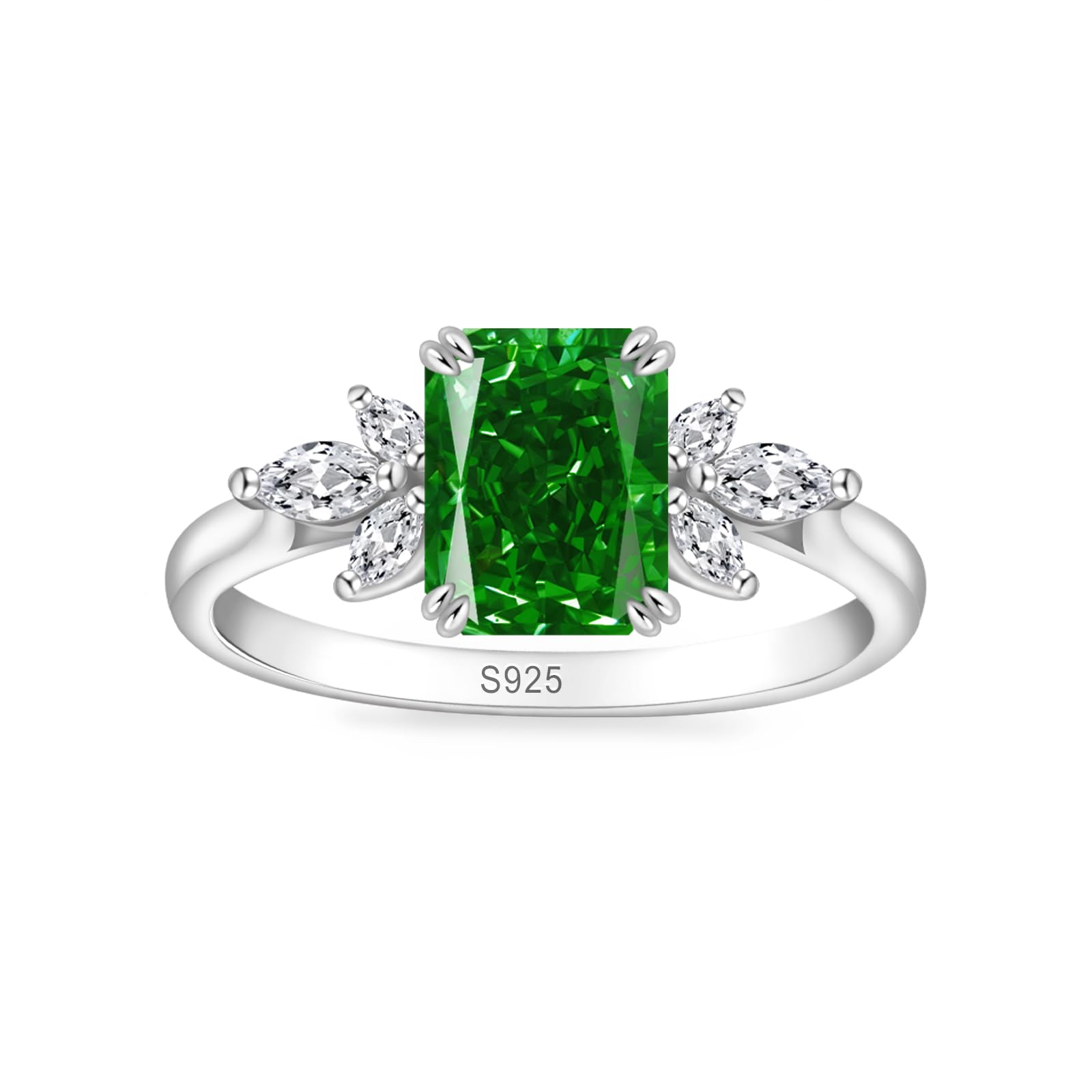 EmeraldCove Silver Promise Ring for Women