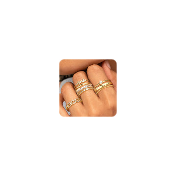 14K Elegant Stackable Rings Set for Women