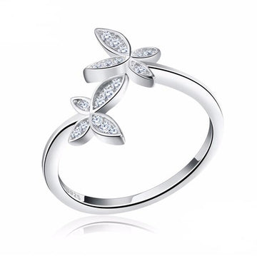 Sterling Silver Butterfly Ring with Diamonds
