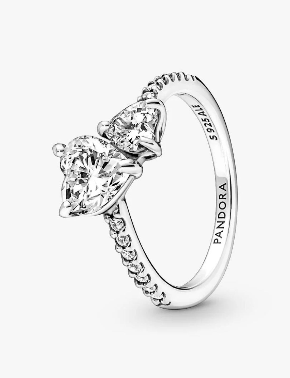 Pandora double heart sterling silver ring