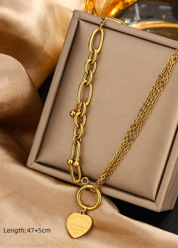 Vintage Lettered Heart Chain Necklace