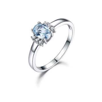 925 Sterling Silver Oval Blue Topaz Ring