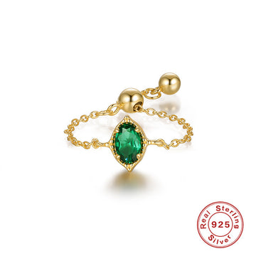 Adjustable Sterling Silver Diamond-studded Ring