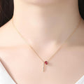Red Diamond Necklace Moonstone Necklace Copper Inlay