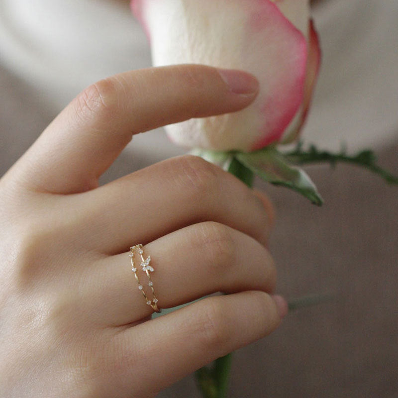 Sterling Silver Twin Layer Butterfly Ring