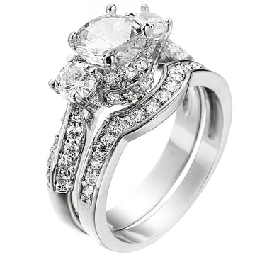 Elegance White Gold CZ Bridal Set Size 5-11