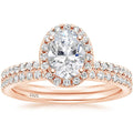 EAMTI 1.5CT Oval CZ Wedding Ring Set in Rose Gold