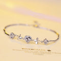 S925 Sterling Silver Heart Clover Bracelet Jewelry