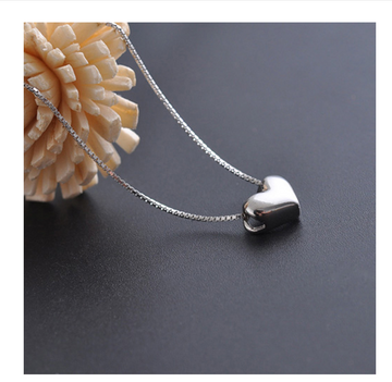Shiny Heart Pendant Sterling Silver Necklace