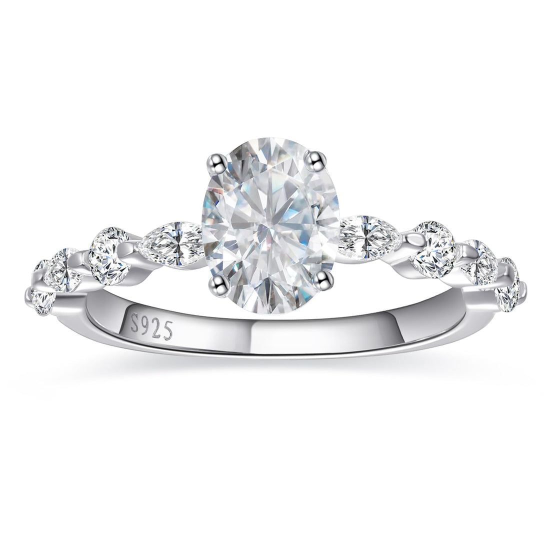 BONLAVIEGEM Sterling Silver Oval Engagement Ring