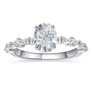 BONLAVIEGEM Sterling Silver Oval Engagement Ring