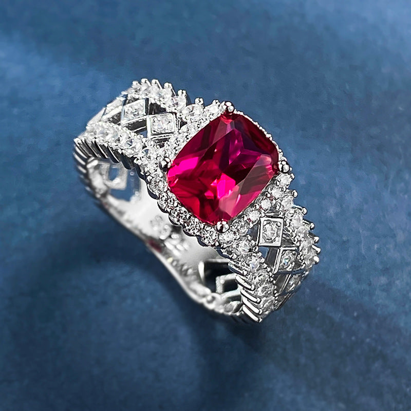 925 Silver Ring with Inlaid Gemstone